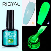 Glow-in-the-Dark Gel Polish - For Neon Star Nails, Long-Lasting Luminous Effect in Dark, 12 Colors Available