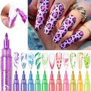 12-Color Nail Art Pen Set - DIY Nail Design Brush Kit for Drawing, Lining & Dotting