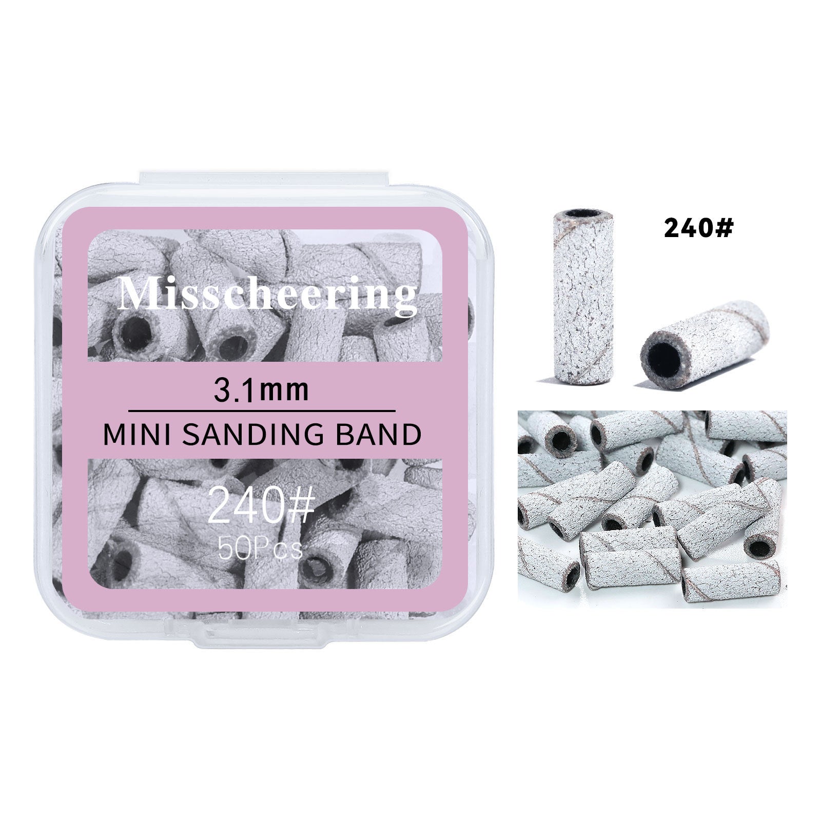 3.1mm Mini Sanding Bands Box - 120~240 pcs Multi-Grit Set for Nail Prep & Cuticle Care