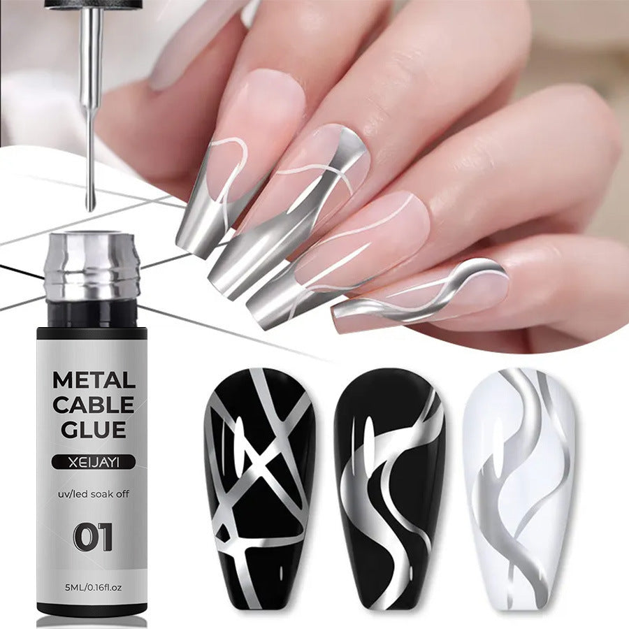 5ml Metallic Nail Line Gel - High-Density Metal Effect for Nail Art & Edge Design