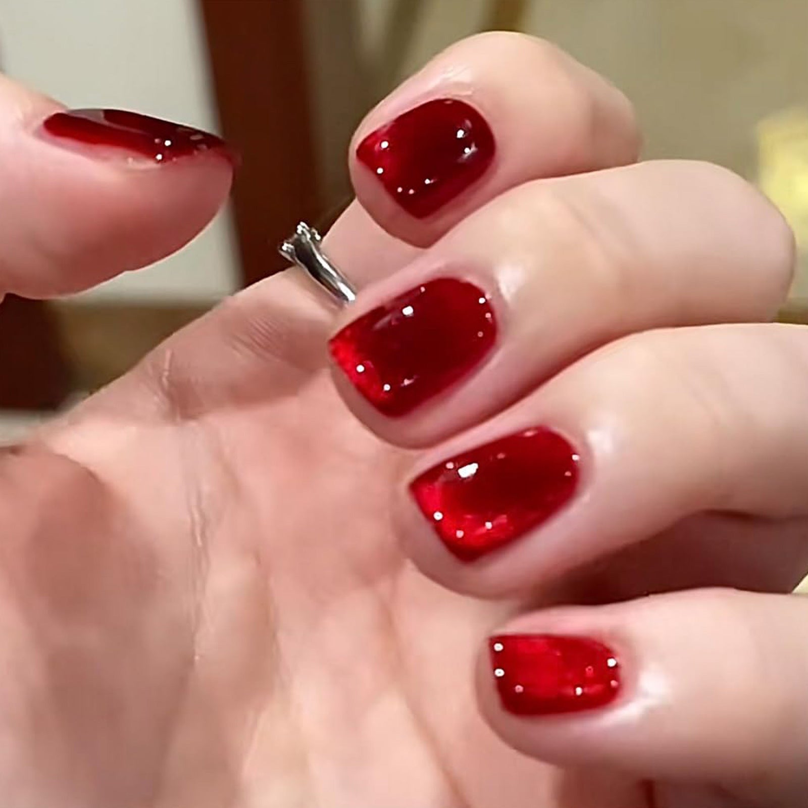 Ruby Cat Eye Gel - Winter Red Crystal Nail Polish