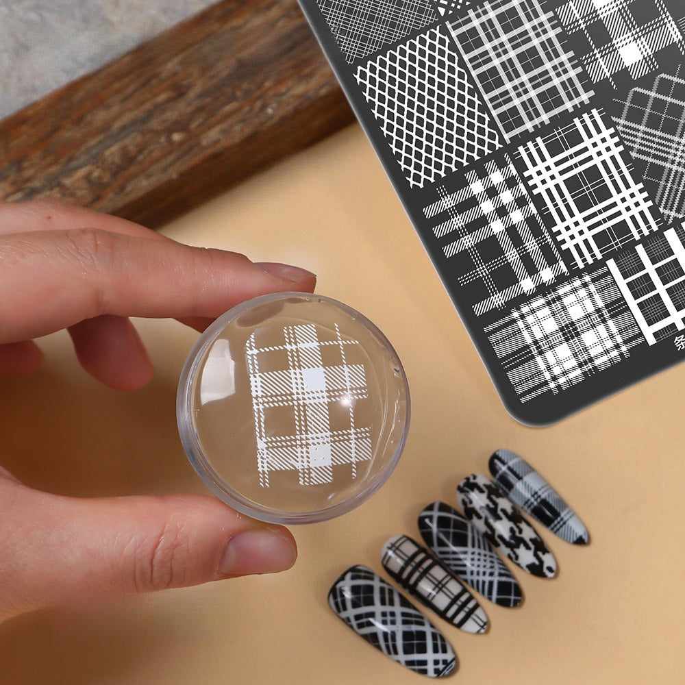 Premium Large Nail Stamping Plate with Backing Board - Cartoon & Oriental Bow Patterns Professional Nail Art Tool