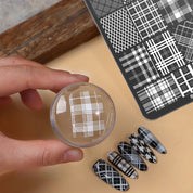 Premium Large Nail Stamping Plate with Backing Board - Cartoon & Oriental Bow Patterns Professional Nail Art Tool