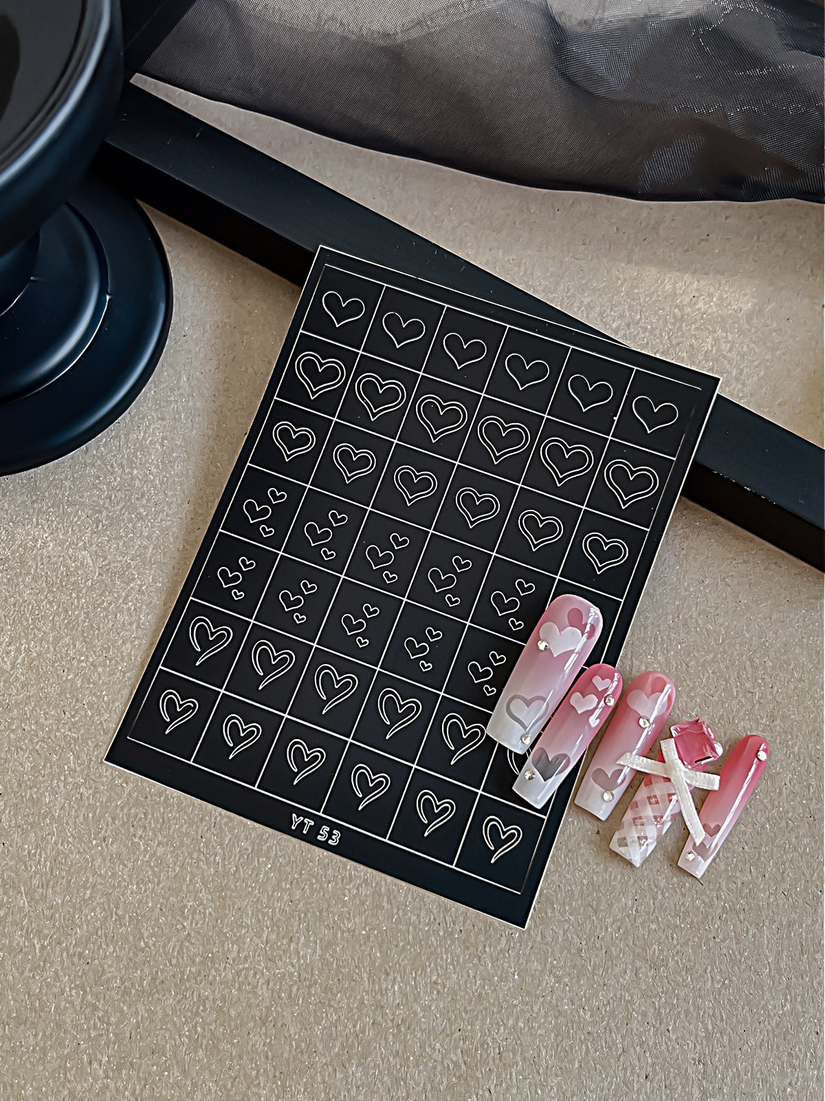 Beginner DIY Hollow Nail Art Sticker Spray Painting: Ethereal French Heart Butterfly Moon Stamping Template Sticker Aid Tool.