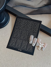 Beginner DIY Hollow Nail Art Sticker Spray Painting: Ethereal French Heart Butterfly Moon Stamping Template Sticker Aid Tool.