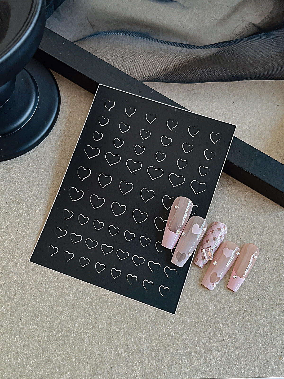 Beginner DIY Hollow Nail Art Sticker Spray Painting: Ethereal French Heart Butterfly Moon Stamping Template Sticker Aid Tool.