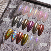 6-Color Solid Mirror Powder Set - Holographic Chrome Nail Pigment, No Rubbing Needed