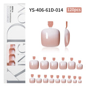 120pcs Ombre French Tip Press-On Toe Nails - Spray Gradient Matte Pedicure Set