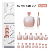120pcs Ombre French Tip Press-On Toe Nails - Spray Gradient Matte Pedicure Set