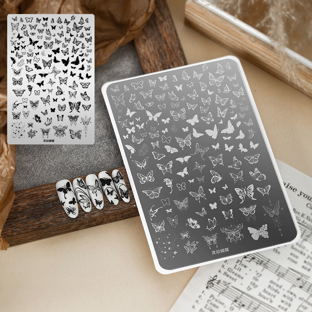 Premium Large Nail Stamping Plate with Backing Board - Cartoon & Oriental Bow Patterns Professional Nail Art Tool