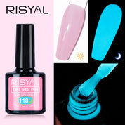 Glow-in-the-Dark Gel Polish - For Neon Star Nails, Long-Lasting Luminous Effect in Dark, 12 Colors Available