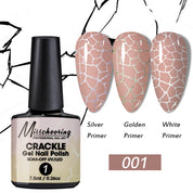Crackle Nail Gel (3 Bases 10 Colors) - Quick-Dry UV/LED Crack Nail Polish for Stylish Ice-Crack Manicure