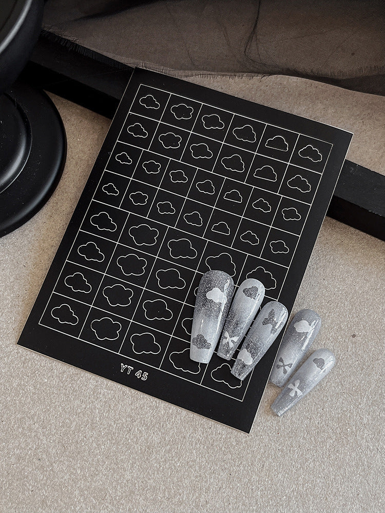 Beginner DIY Hollow Nail Art Sticker Spray Painting: Ethereal French Heart Butterfly Moon Stamping Template Sticker Aid Tool.