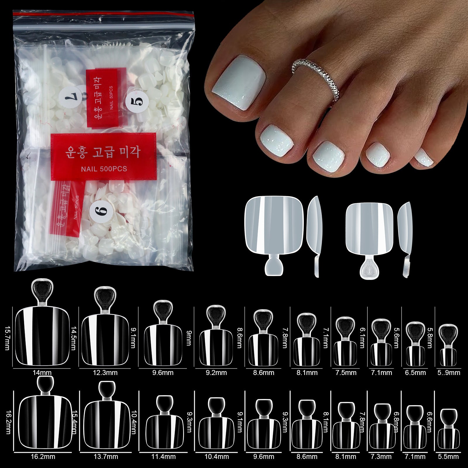 500-Piece Natural Toenail Press-On Set | Salon-Quality Fake Toenails for Effortless Pedicures