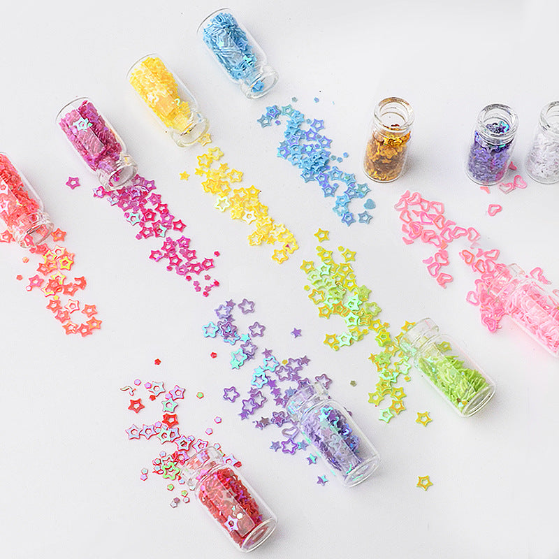 48-Color Glass Jar Nail Art Kit - Hex Glitter, Caviar Beads & Sparkling Sequins for DIY Nail Design