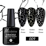 Crackle Nail Gel (3 Bases 10 Colors) - Quick-Dry UV/LED Crack Nail Polish for Stylish Ice-Crack Manicure