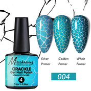 Crackle Nail Gel (3 Bases 10 Colors) - Quick-Dry UV/LED Crack Nail Polish for Stylish Ice-Crack Manicure