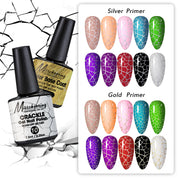 Crackle Nail Gel (3 Bases 10 Colors) - Quick-Dry UV/LED Crack Nail Polish for Stylish Ice-Crack Manicure
