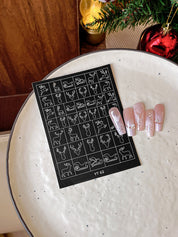 Beginner DIY Hollow Nail Art Sticker Spray Painting: Ethereal French Heart Butterfly Moon Stamping Template Sticker Aid Tool.