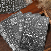 Premium Large Nail Stamping Plate with Backing Board - Cartoon & Oriental Bow Patterns Professional Nail Art Tool