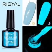 Glow-in-the-Dark Gel Polish - For Neon Star Nails, Long-Lasting Luminous Effect in Dark, 12 Colors Available