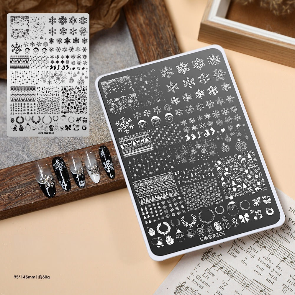 Premium Large Nail Stamping Plate with Backing Board - Cartoon & Oriental Bow Patterns Professional Nail Art Tool