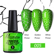 Crackle Nail Gel (3 Bases 10 Colors) - Quick-Dry UV/LED Crack Nail Polish for Stylish Ice-Crack Manicure