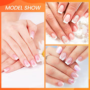 French Tip Fake Nails with Handle - White & Nude Glueless Press-On