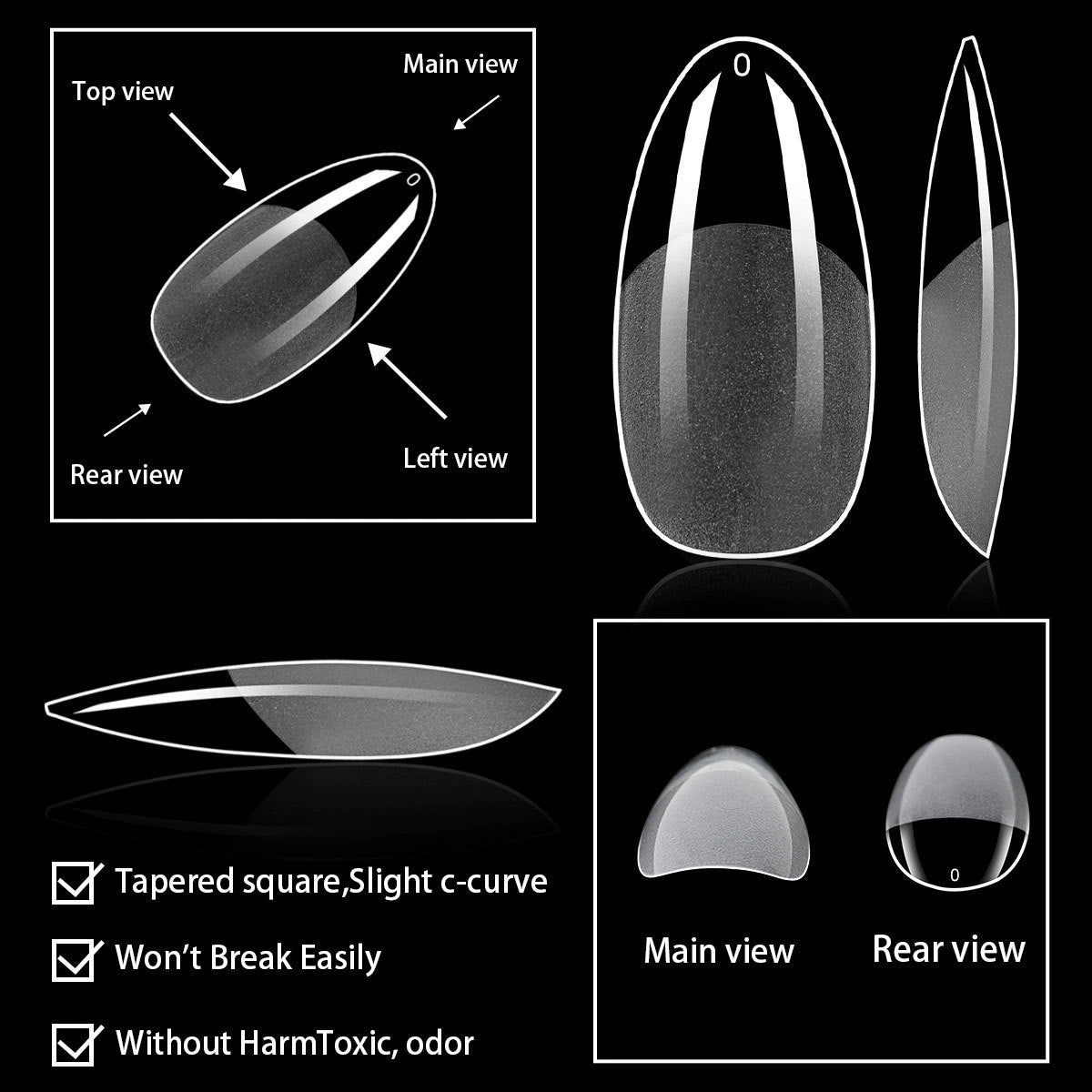 600pcs Half-Matte Seamless Nail Tips Set – Natural Fit, Premium Press-On Perfection