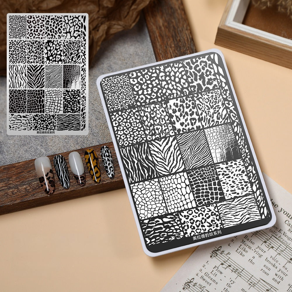 Premium Large Nail Stamping Plate with Backing Board - Cartoon & Oriental Bow Patterns Professional Nail Art Tool