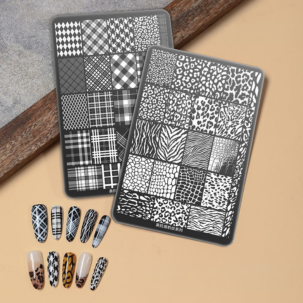 Premium Large Nail Stamping Plate with Backing Board - Cartoon & Oriental Bow Patterns Professional Nail Art Tool