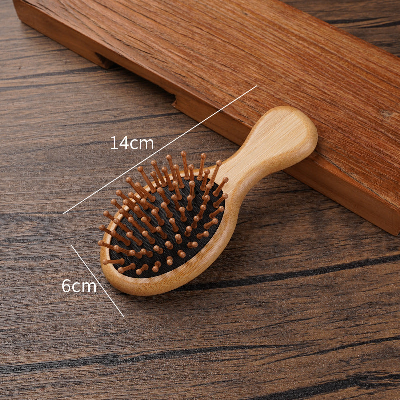 SassyTip Bamboo Cushion Comb – Pocket-Sized 15–20cm Brush for Smooth Hair & Scalp Relief