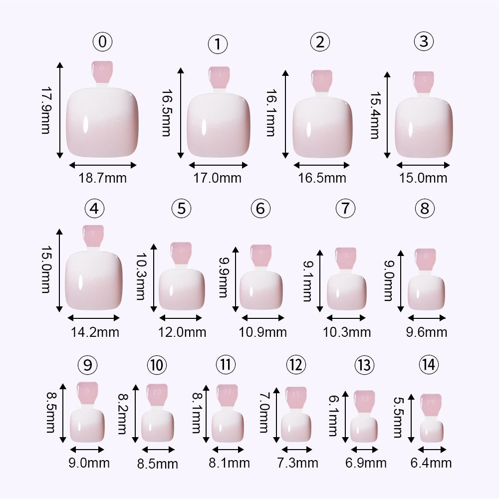120pcs Ombre French Tip Press-On Toe Nails - Spray Gradient Matte Pedicure Set