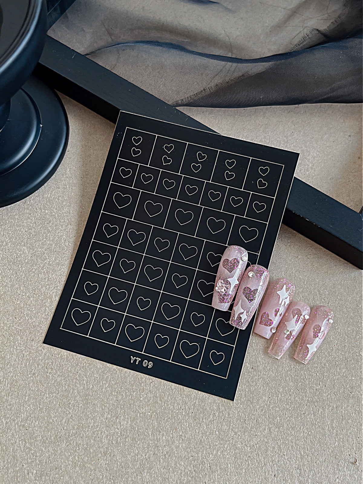 Beginner DIY Hollow Nail Art Sticker Spray Painting: Ethereal French Heart Butterfly Moon Stamping Template Sticker Aid Tool.