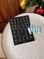 Beginner DIY Hollow Nail Art Sticker Spray Painting: Ethereal French Heart Butterfly Moon Stamping Template Sticker Aid Tool.