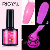 Glow-in-the-Dark Gel Polish - For Neon Star Nails, Long-Lasting Luminous Effect in Dark, 12 Colors Available