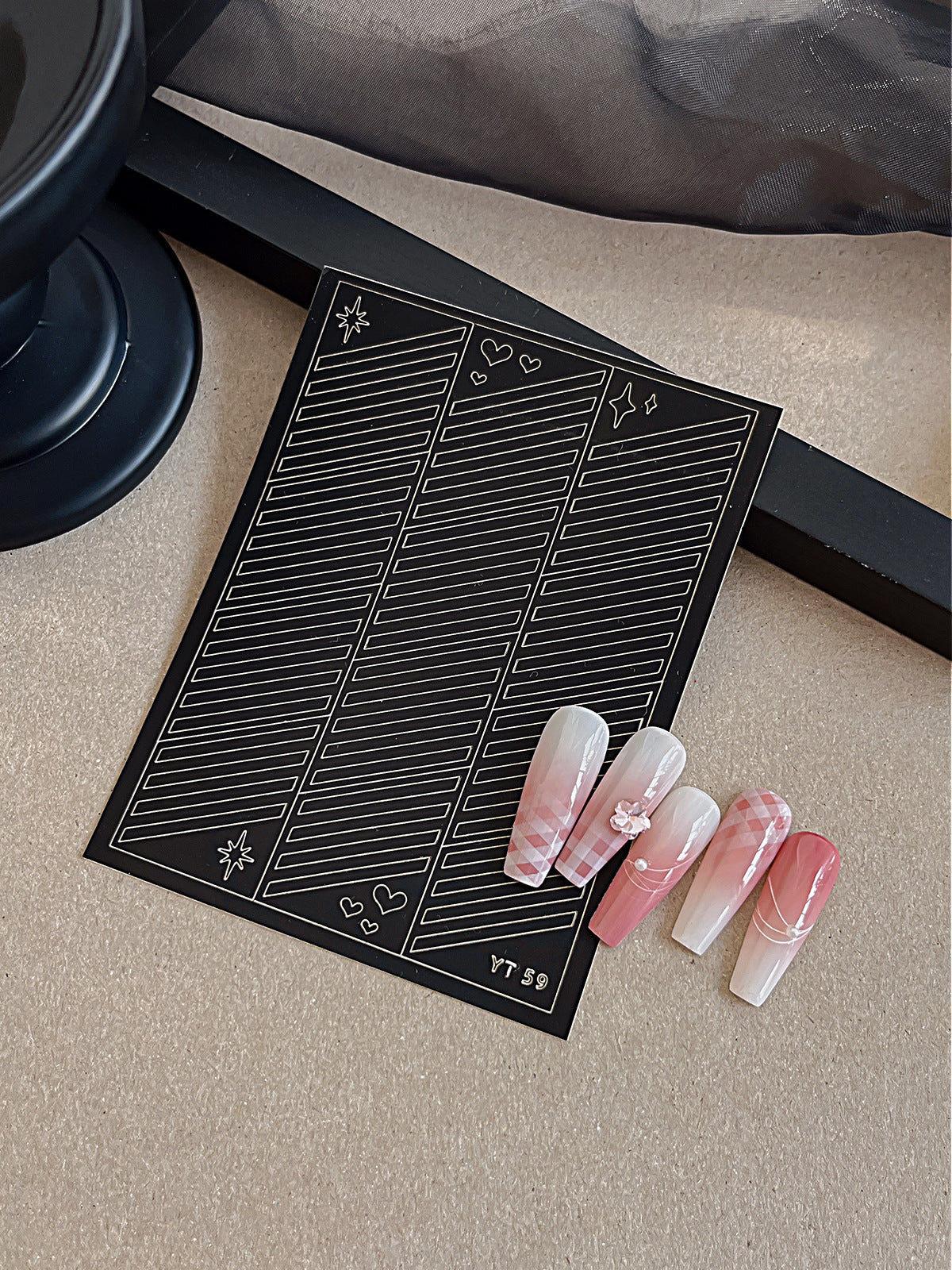 Beginner DIY Hollow Nail Art Sticker Spray Painting: Ethereal French Heart Butterfly Moon Stamping Template Sticker Aid Tool.