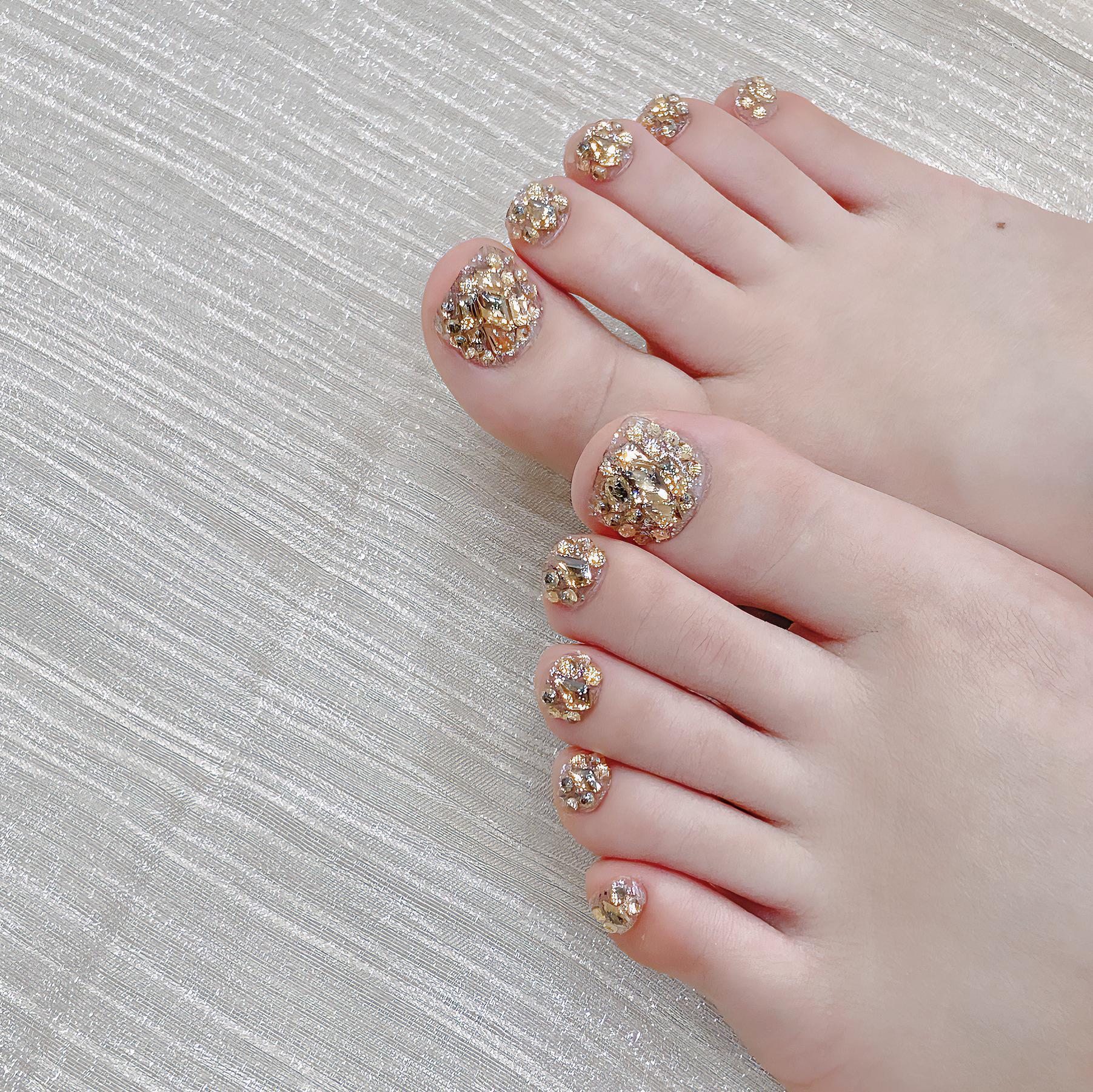 Shimmering Blue Sequin 💠 Toe Nails - Sparkling Square Pedicure for Pool Parties & Summer Styling