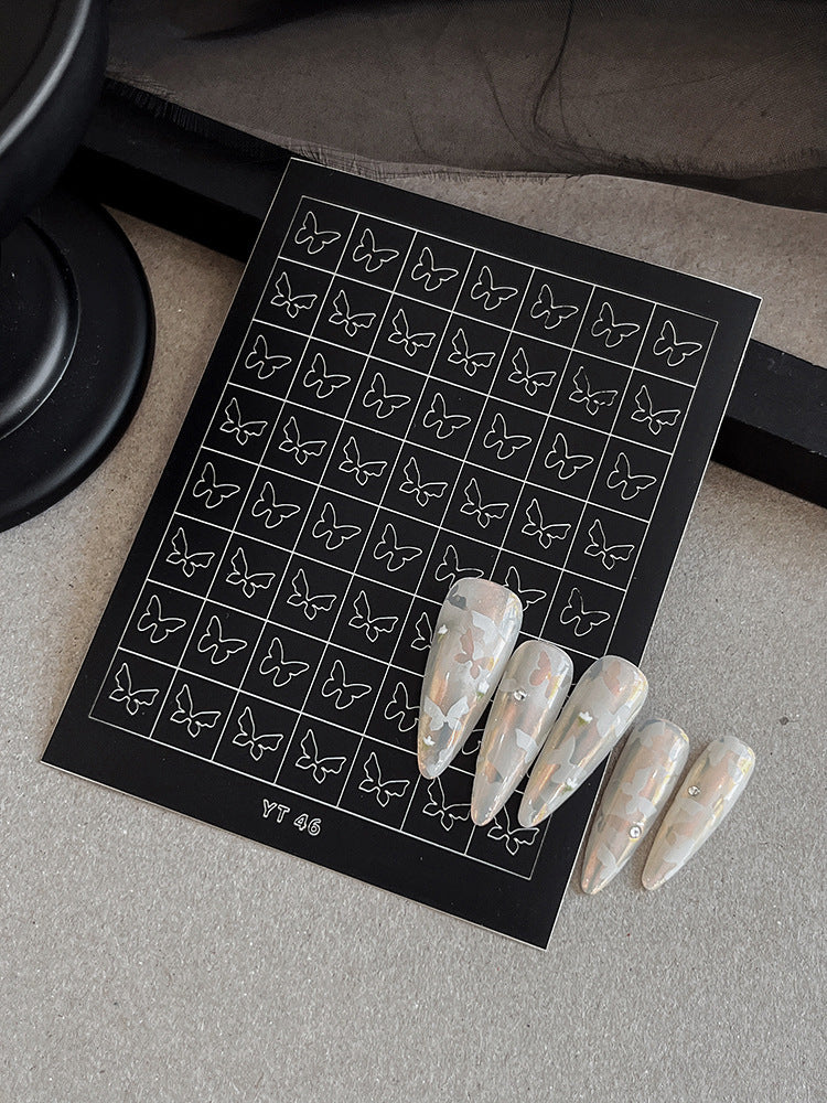 Beginner DIY Hollow Nail Art Sticker Spray Painting: Ethereal French Heart Butterfly Moon Stamping Template Sticker Aid Tool.