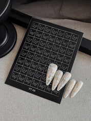 Beginner DIY Hollow Nail Art Sticker Spray Painting: Ethereal French Heart Butterfly Moon Stamping Template Sticker Aid Tool.