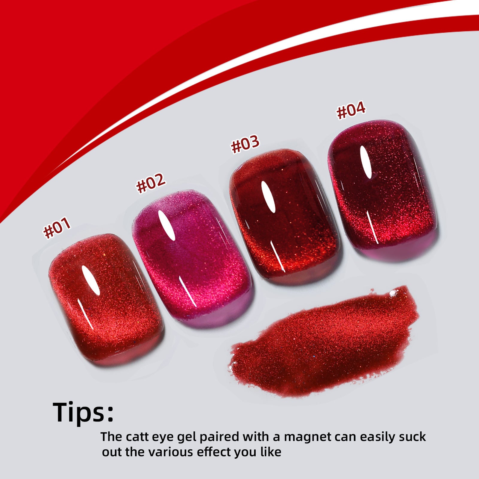 Ruby Cat Eye Gel - Winter Red Crystal Nail Polish