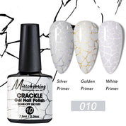 Crackle Nail Gel (3 Bases 10 Colors) - Quick-Dry UV/LED Crack Nail Polish for Stylish Ice-Crack Manicure
