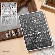 Premium Large Nail Stamping Plate with Backing Board - Cartoon & Oriental Bow Patterns Professional Nail Art Tool