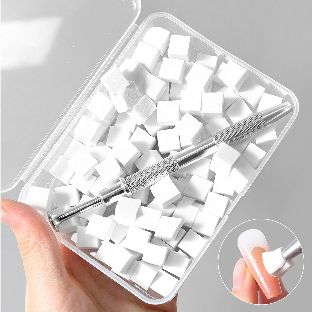 Mini Tofu Block Patting Gel Sponge Nail Tool - For Gradient, Blur & Blush Nails | Metal Gripping Clamp (Nail-Specific)