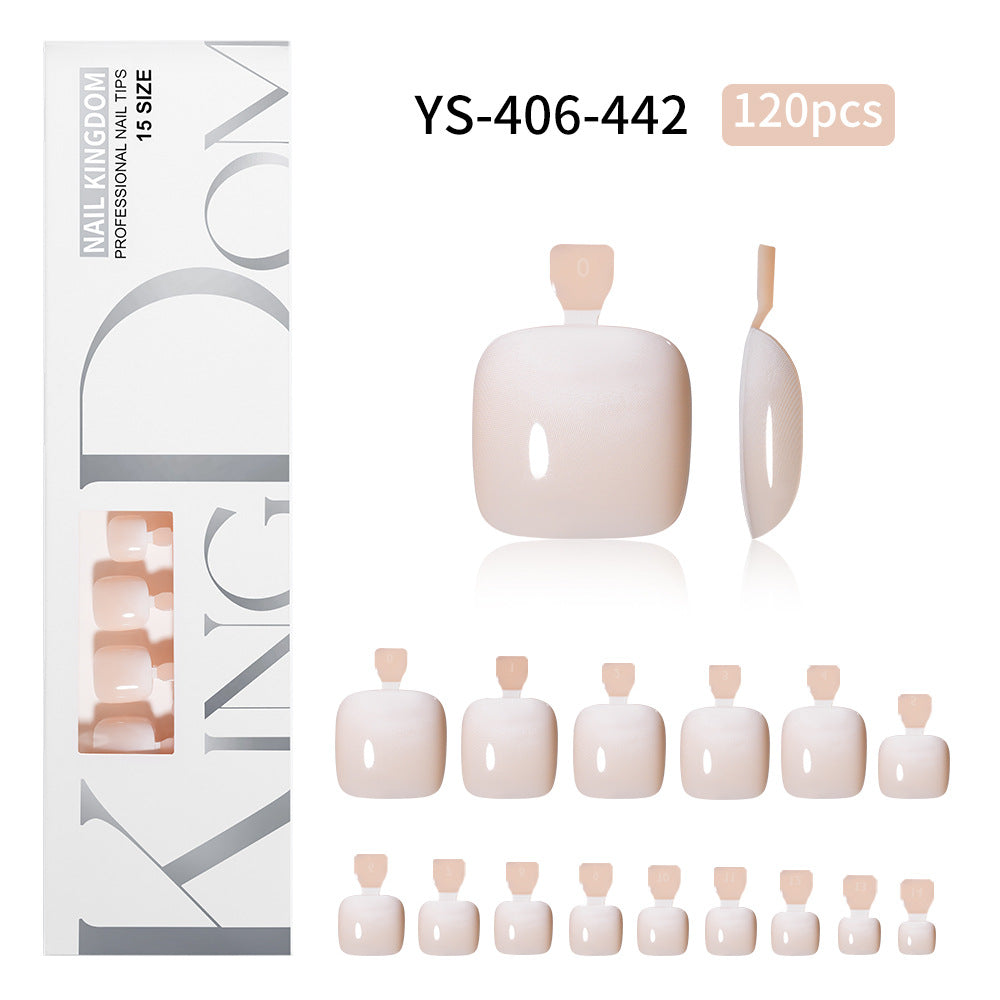 120pcs Ombre French Tip Press-On Toe Nails - Spray Gradient Matte Pedicure Set