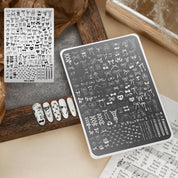 Premium Large Nail Stamping Plate with Backing Board - Cartoon & Oriental Bow Patterns Professional Nail Art Tool