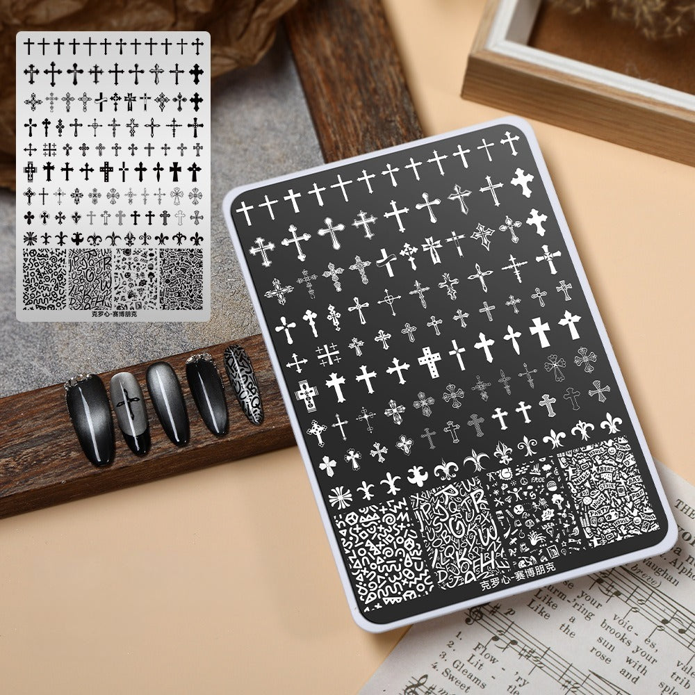 Premium Large Nail Stamping Plate with Backing Board - Cartoon & Oriental Bow Patterns Professional Nail Art Tool