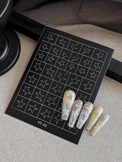 Beginner DIY Hollow Nail Art Sticker Spray Painting: Ethereal French Heart Butterfly Moon Stamping Template Sticker Aid Tool.