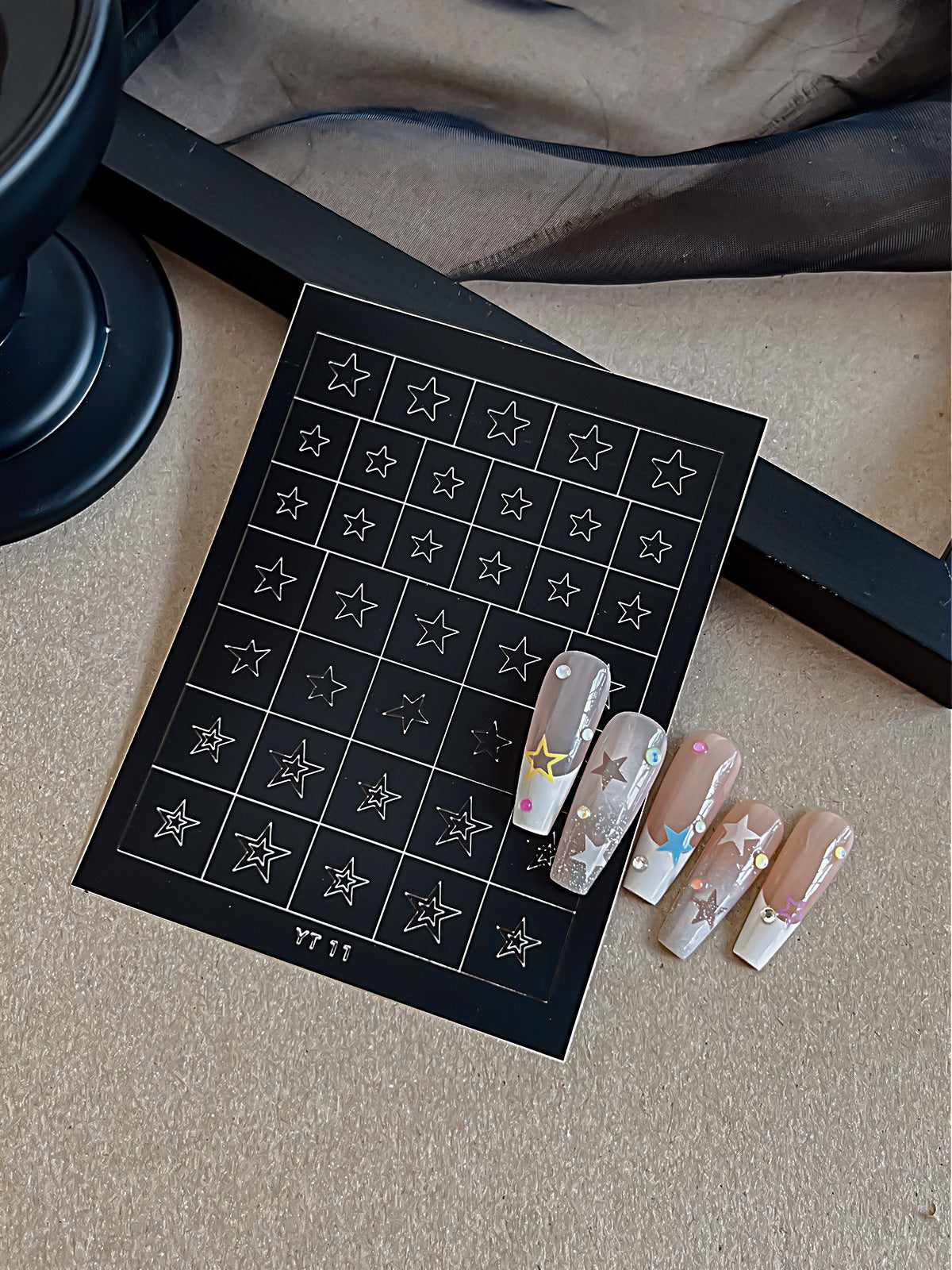 Beginner DIY Hollow Nail Art Sticker Spray Painting: Ethereal French Heart Butterfly Moon Stamping Template Sticker Aid Tool.