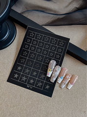 Beginner DIY Hollow Nail Art Sticker Spray Painting: Ethereal French Heart Butterfly Moon Stamping Template Sticker Aid Tool.